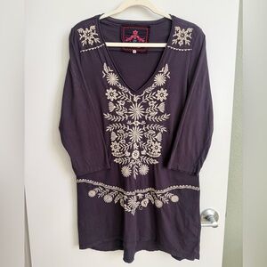 Johnny Was Tunic Shirt Mini Dress Purple Medium